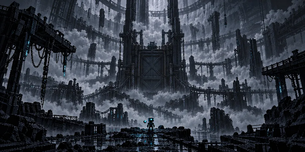 LOOMBORN: a dark machine-built world under a heavy sky